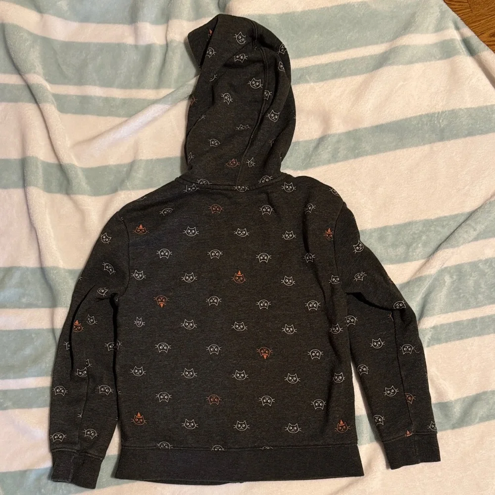 Cat & Jack Dark Gray Zip-Up Sweater with Cat Print - Picture 6 of 7